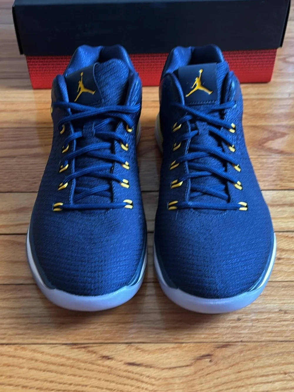 New in Original Box Nike Men's Navy and Yellow Athletic Basketball Shoes